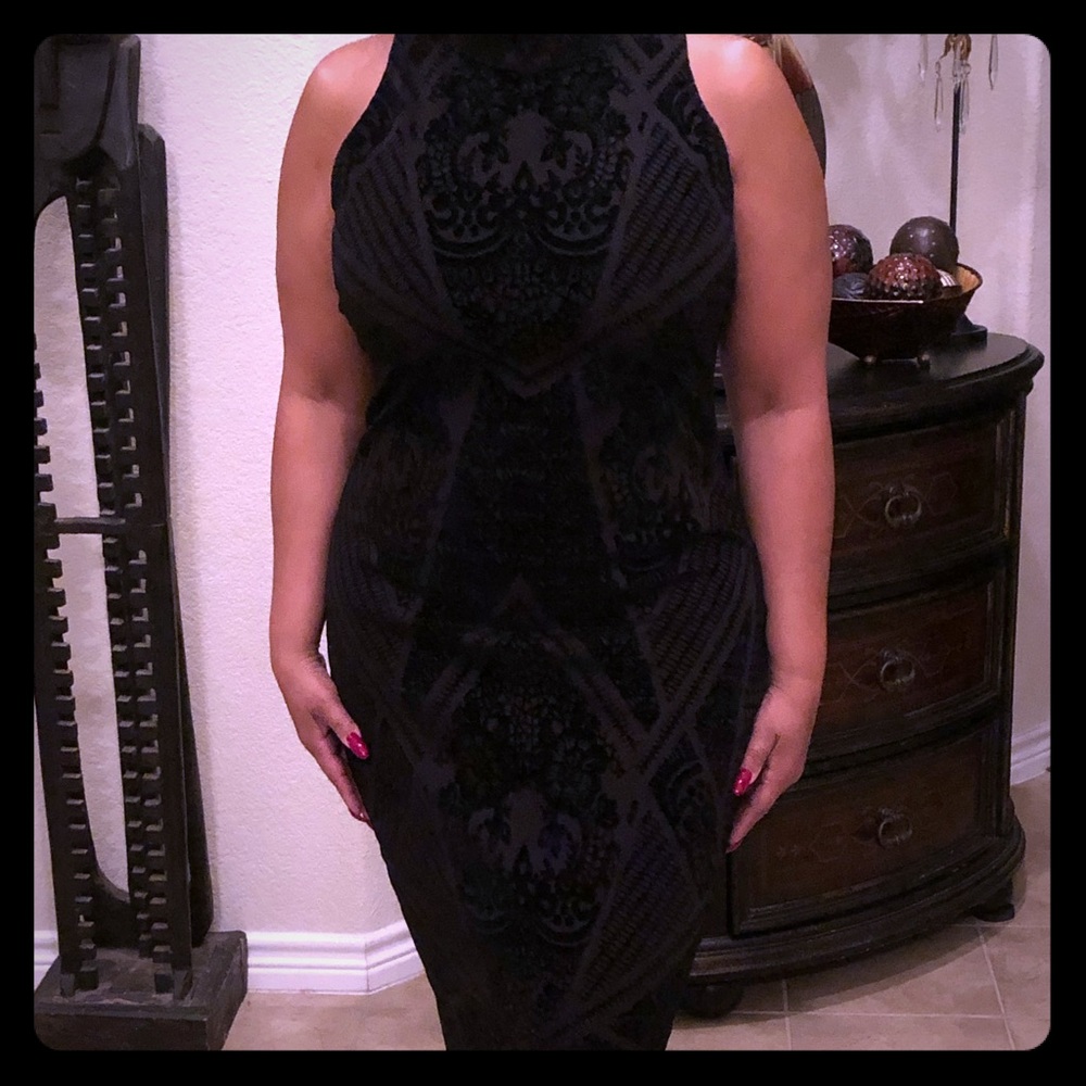 Black dress velvety look